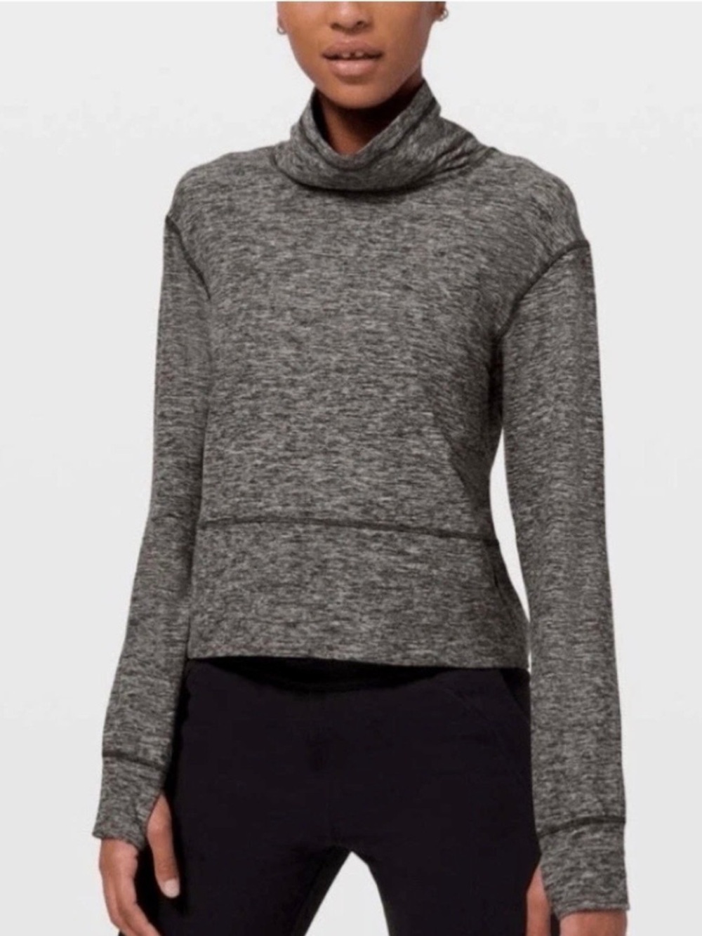 Lululemon Ready To Rulu Fleece Pullover sweater gray thumbholes